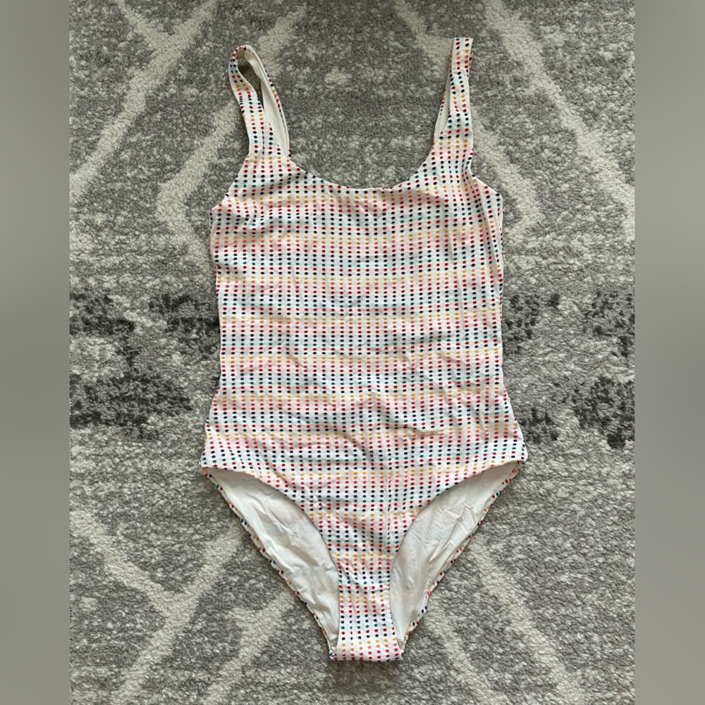 NWOT Onia Kelly One Piece Swim Suit, Rainbow Dots. Size Medium.